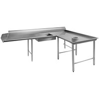 Eagle Group SDTCIR-96-16/4 96" 16 Gauge Stainless Steel Right Dishlanding Soil L-Shape Dishtable