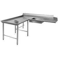 Eagle Group SDTCIL-72-14/3 72" Spec-Master 14 Gauge Stainless Steel Left Dishlanding Soil L-Shape Dishtable
