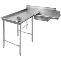 Eagle Group SDTCIL-60-16/3 60" 16 Gauge Stainless Steel Left Dishlanding Soil L-Shape Dishtable
