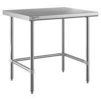 Regency Spec Line Easy Attach 30" x 36" 14-Gauge Stainless Steel Commercial Open Base Work Table