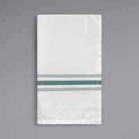 Oxford Super Blend Forest Green 100% Spun Polyester Bistro Striped Cloth Napkins 18" x 22" - 144/Case