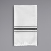 Oxford Super Blend Black 100% Spun Polyester Bistro Striped Cloth Napkins 18" x 22" - 144/Case