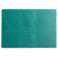 Choice 10" x 14" Hunter Green Colored Paper Placemat with Scalloped Edge - 1000/Case