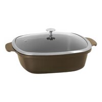 Spring USA Motif Cook & Serve 4 Qt. Bronze Non-Stick Square Roaster with Cover 8268-7/28