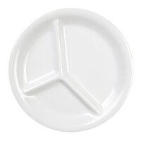 Thunder Group CR710W 10 1/4" White 3-Compartment Melamine Plate - 12/Pack