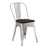 Lancaster Table & Seating Alloy Series Silver Indoor Cafe Chair with Black Fabric Magnetic Cushion