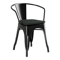 Lancaster Table & Seating Alloy Series Onyx Black Outdoor Arm Chair with Black Fabric Magnetic Cushion