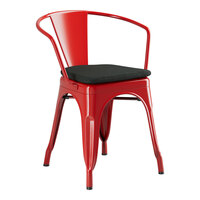 Lancaster Table & Seating Alloy Series Ruby Red Outdoor Arm Chair with Black Fabric Magnetic Cushion