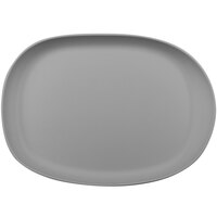 GET Enterprises Riverstone 14" x 10" Light Gray Irregular Oval Matte Melamine Coupe Plate - 12/Case