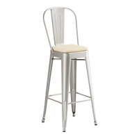 Lancaster Table & Seating Alloy Series Silver Indoor Cafe Barstool with Tan Fabric Magnetic Cushion