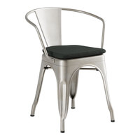 Lancaster Table & Seating Alloy Series Silver Indoor Arm Chair with Black Fabric Magnetic Cushion