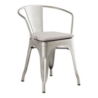 Lancaster Table & Seating Alloy Series Silver Indoor Arm Chair with Gray Fabric Magnetic Cushion