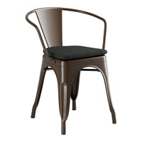 Lancaster Table & Seating Alloy Series Copper Outdoor Arm Chair with Black Fabric Magnetic Cushion