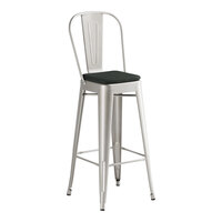 Lancaster Table & Seating Alloy Series Silver Indoor Cafe Barstool with Black Fabric Magnetic Cushion