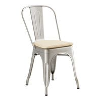 Lancaster Table & Seating Alloy Series Silver Indoor Cafe Chair with Tan Fabric Magnetic Cushion