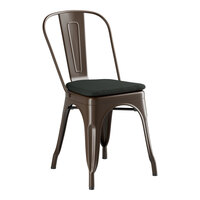 Lancaster Table & Seating Alloy Series Copper Outdoor Cafe Chair with Black Fabric Magnetic Cushion