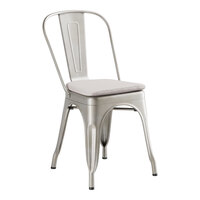 Lancaster Table & Seating Alloy Series Silver Indoor Cafe Chair with Gray Fabric Magnetic Cushion