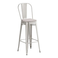 Lancaster Table & Seating Alloy Series Silver Indoor Cafe Barstool with Gray Fabric Magnetic Cushion