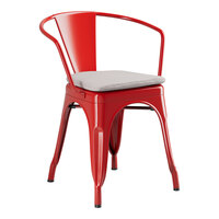 Lancaster Table & Seating Alloy Series Ruby Red Outdoor Arm Chair with Gray Fabric Magnetic Cushion