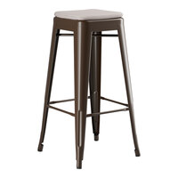 Lancaster Table & Seating Alloy Series Copper Outdoor Backless Barstool with Gray Fabric Magnetic Cushion