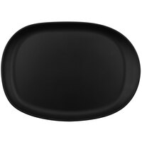 GET Enterprises Riverstone 14" x 10" Dark Gray Irregular Oval Matte Melamine Coupe Plate - 12/Case