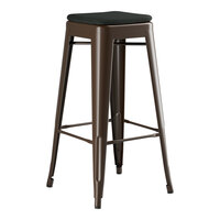 Lancaster Table & Seating Alloy Series Copper Outdoor Backless Barstool with Black Fabric Magnetic Cushion