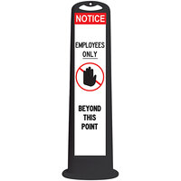 Cortina Trailblazer XL 45" Black "Notice Employees Only Beyond this Point" Vertical Panel with 15 lb. Base 03-768BLK-NEO-15