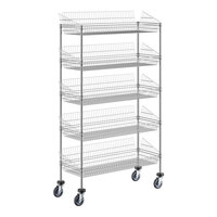 Regency 18" x 48" x 80" NSF Chrome Mobile 5 Basket Retail Storage Display Stand