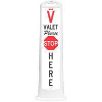 Cortina Trailblazer XL 45" White "Please Stop Here" Vertical Valet Panel with 15 lb. Base 03-768W-VPPSH-15