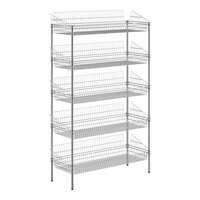 Regency 18" x 48" x 74" NSF Chrome Stationary 5 Basket Retail Storage Display Stand