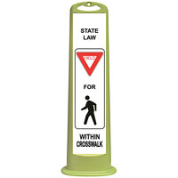 Cortina Trailblazer XL 45" Lime "State Law Yield For Pedestrian Crossing" Diamond Grade Vertical Panel with 15 lb. Base 03-768LI-YPX-15