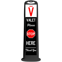 Cortina Trailblazer XL 45" Black "Please Stop Here Thank You" Vertical Valet Panel with 15 lb. Base 03-768BLK-VPSHTY-15