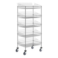 Regency 24" x 36" x 80" NSF Chrome Mobile 5 Basket Retail Storage Display Stand