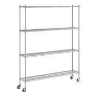 Regency 14" x 72" x 92" NSF Chrome Mobile Wire Shelving Starter Kit with 4 Shelves