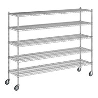 Regency 18" x 72" x 60" NSF Chrome Mobile Wire Shelving Starter Kit with 5 Shelves