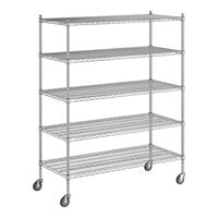 Regency 24" x 54" x 70" NSF Chrome Mobile Wire Shelving Starter Kit with 5 Shelves
