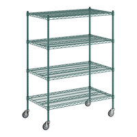 Regency 24" x 42" x 60" NSF Green Epoxy Mobile Wire Shelving Starter Kit with 4 Shelves