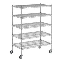 Regency 24" x 42" x 60" NSF Chrome Mobile Wire Shelving Starter Kit with 5 Shelves