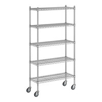 Regency 14" x 36" x 70" NSF Chrome Mobile Wire Shelving Starter Kit with 5 Shelves