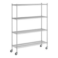 Regency 18" x 60" x 80" NSF Chrome Mobile Wire Shelving Starter Kit with 4 Shelves