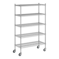 Regency 18" x 42" x 70" NSF Chrome Mobile Wire Shelving Starter Kit with 5 Shelves