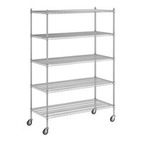 Regency 24" x 54" x 80" NSF Chrome Mobile Wire Shelving Starter Kit with 5 Shelves