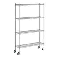 Regency 14" x 48" x 80" NSF Chrome Mobile Wire Shelving Starter Kit with 4 Shelves