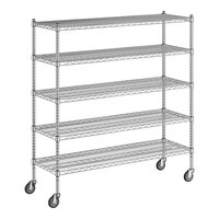 Regency 18" x 54" x 60" NSF Chrome Mobile Wire Shelving Starter Kit with 5 Shelves
