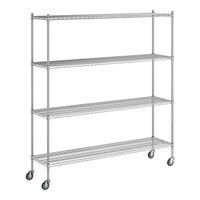 Regency 18" x 72" x 80" NSF Chrome Mobile Wire Shelving Starter Kit with 4 Shelves