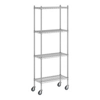Regency 14" x 30" x 80" NSF Chrome Mobile Wire Shelving Starter Kit with 4 Shelves