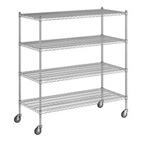 Regency 24" x 54" x 60" NSF Chrome Mobile Wire Shelving Starter Kit with 4 Shelves