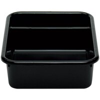 Cambro 1621CBP110 Poly Cambox 21" x 16" x 5" Black Two Compartment Polyethylene Bus Tub