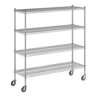 Regency 18" x 54" x 60" NSF Chrome Mobile Wire Shelving Starter Kit with 4 Shelves