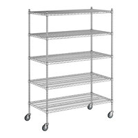 Regency 24" x 48" x 70" NSF Chrome Mobile Wire Shelving Starter Kit with 5 Shelves